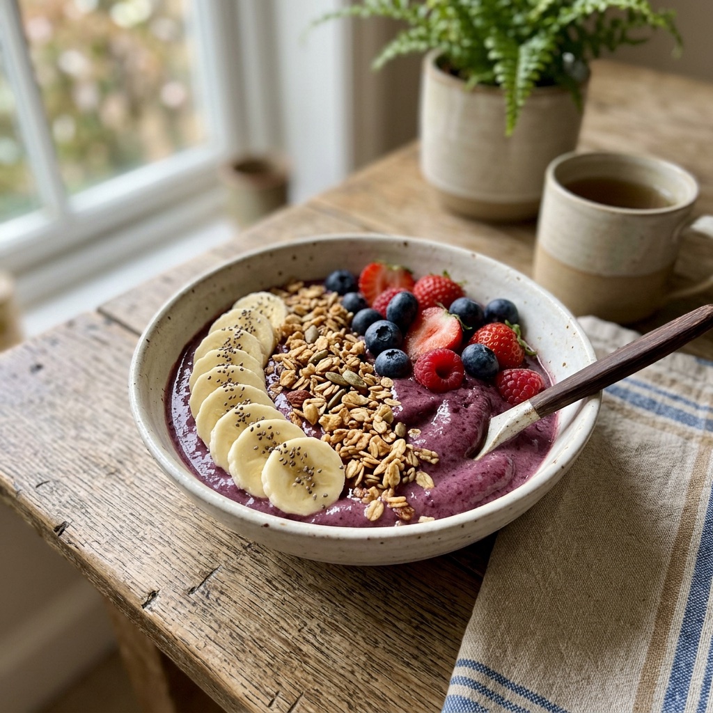Açaí-Bowl mit Banane und Granola