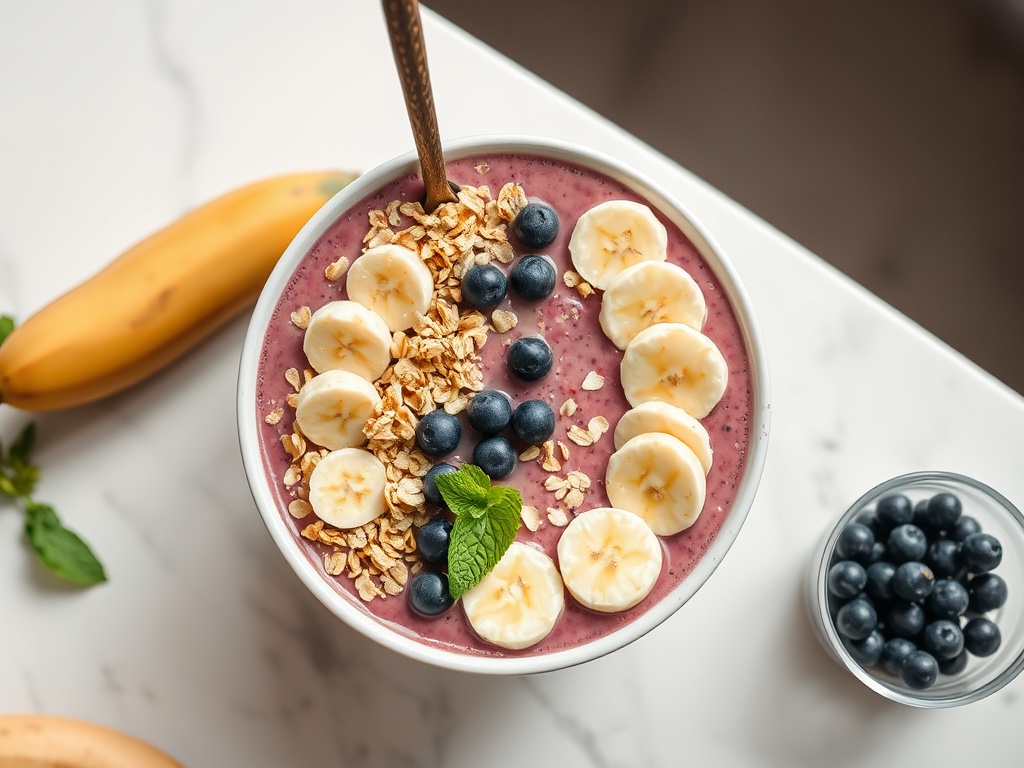 Açaí-Bowl mit Banane und Granola