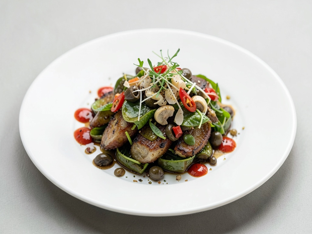 Ensalada de aceitunas asadas con ajo y chile
