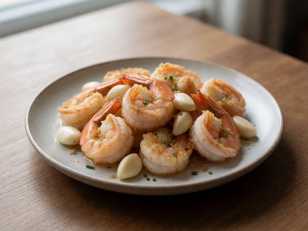 Gebratene Garnelen mit Knoblauch und Zitrone in der Heißluftfritteuse