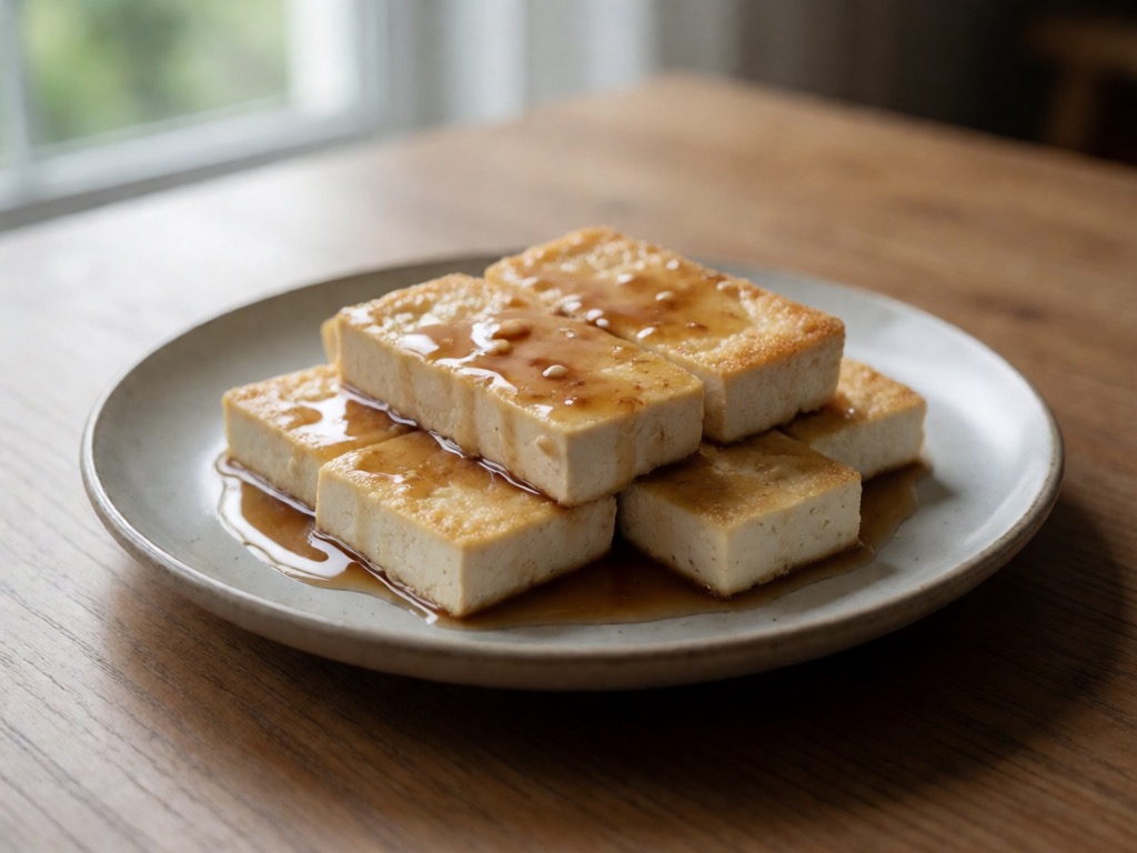 Gebratener Tofu mit asiatischer Sauce im Airfryer