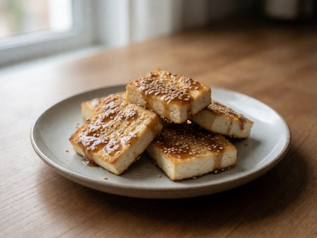 Gebratener Tofu mit Honig-Sesam-Sauce im Airfryer