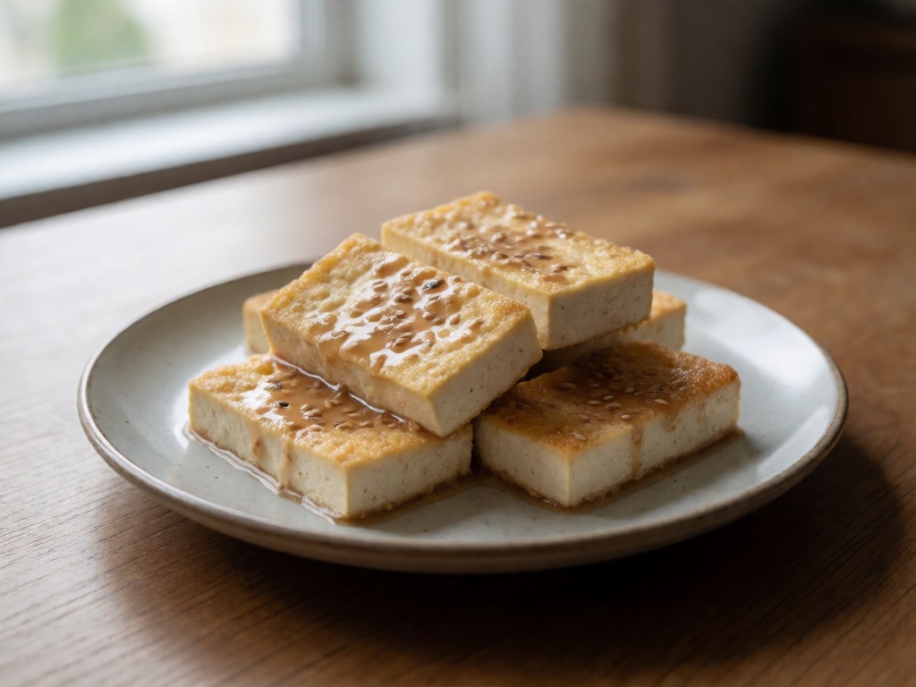 Gebratener Tofu mit Sesamsoße aus dem Airfryer