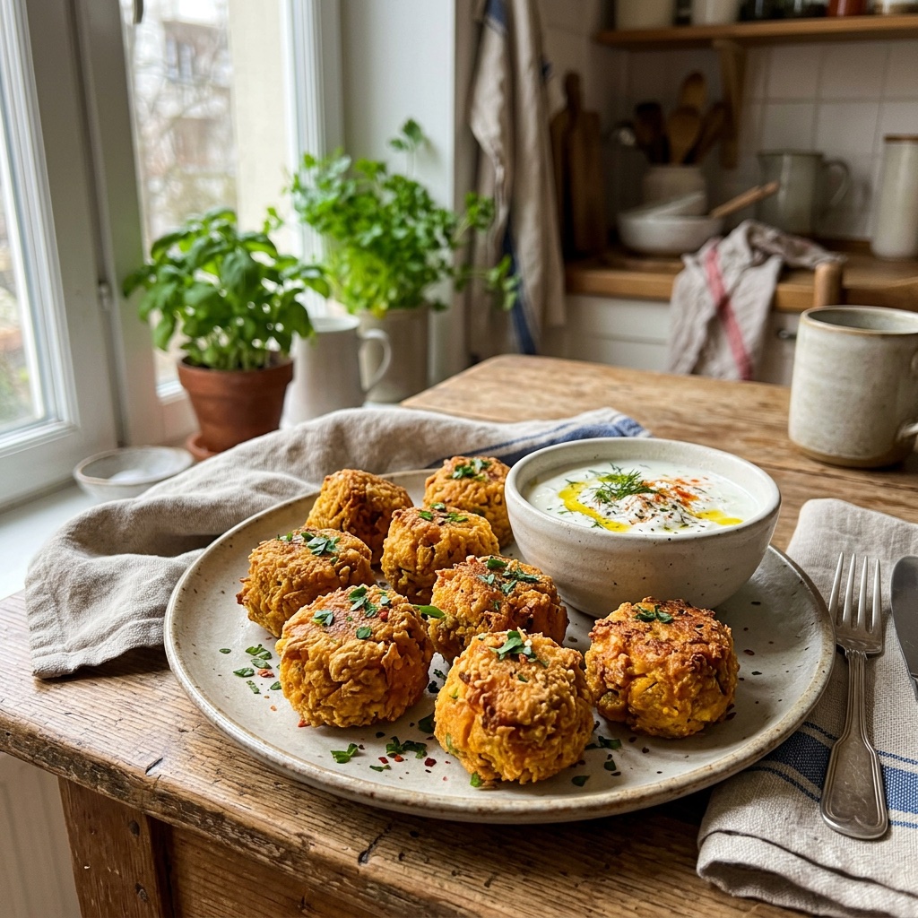 Vegetarische Luftfrittierte Kürbiskugeln