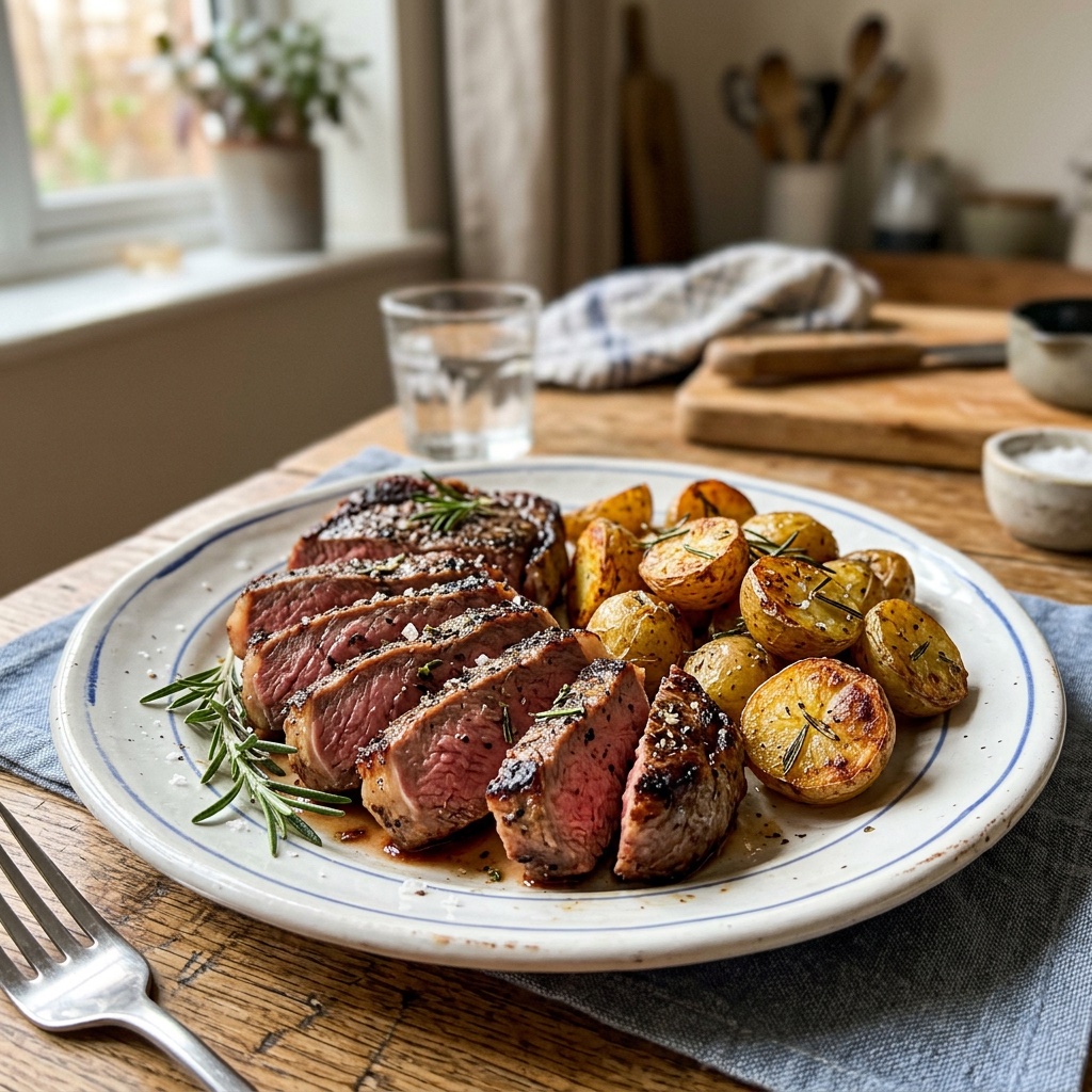 Airfryer Rindfleischsteak mit Rosmarin-Kartoffeln