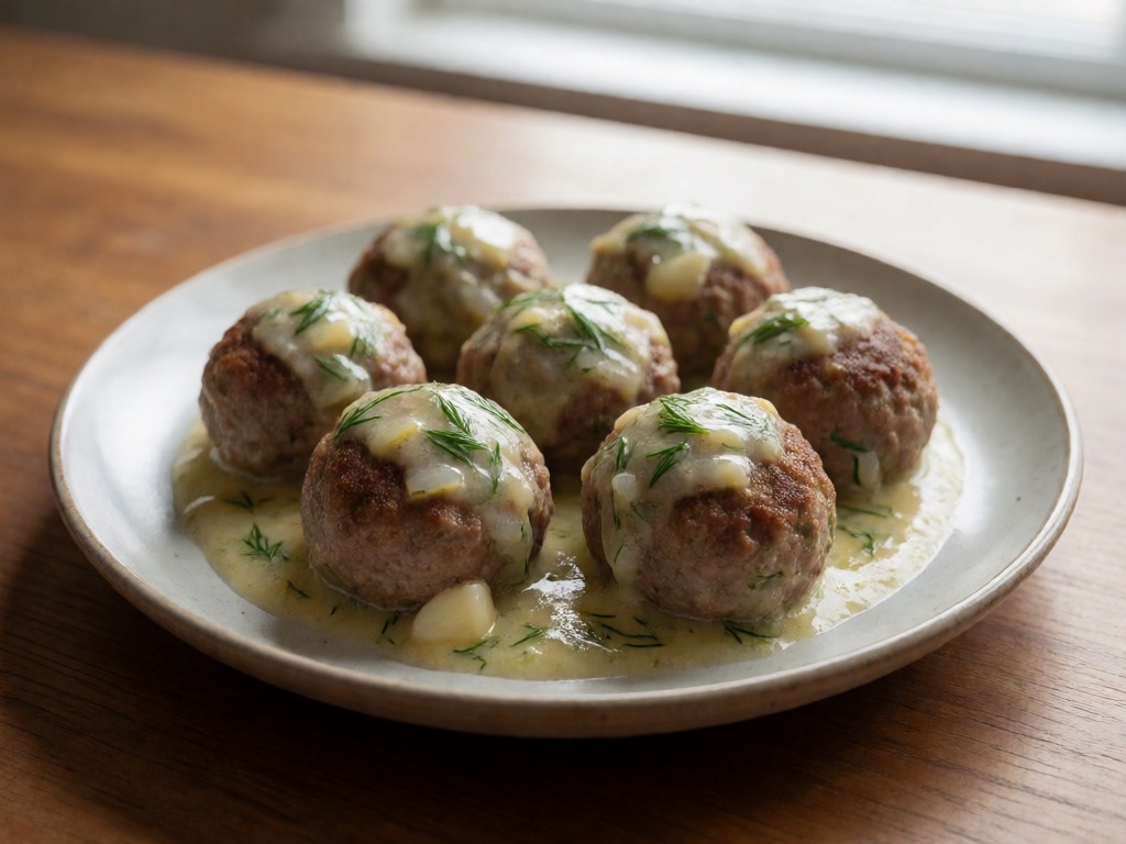Hackbällchen mit Zitronen-Dill-Sauce im Airfryer