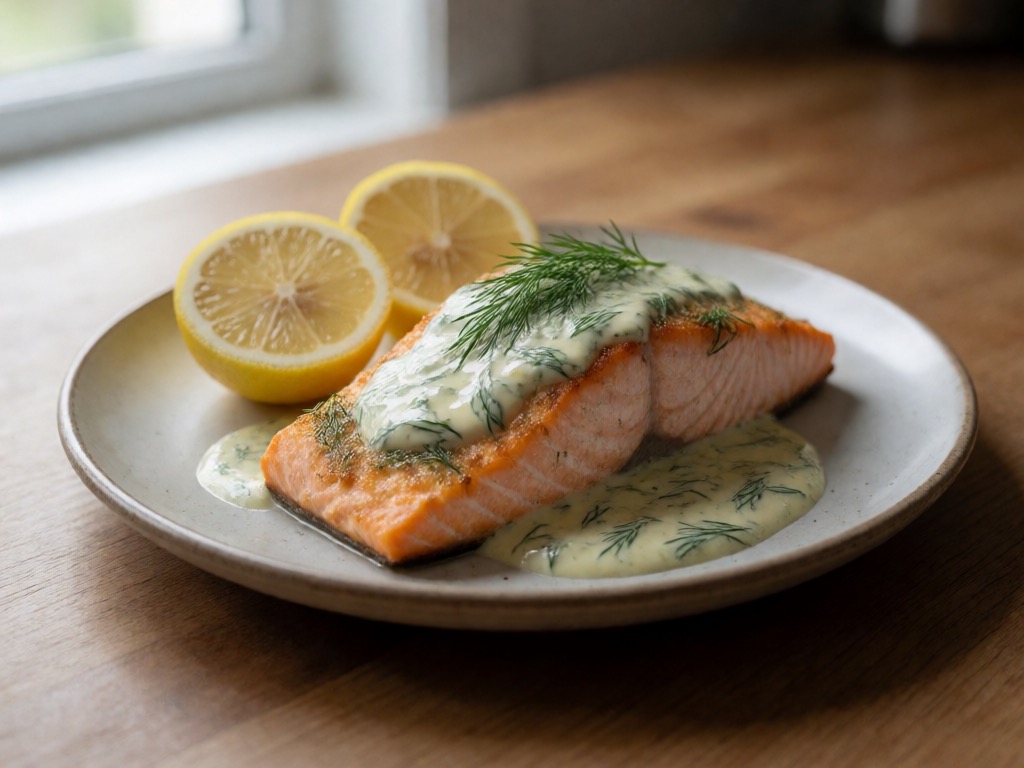 Lachsfilet mit Zitronen-Dill-Sauce aus dem Airfryer