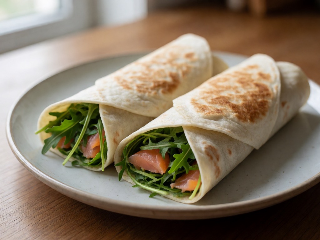 Airfryer-Rucola-Wrap mit Räucherlachs