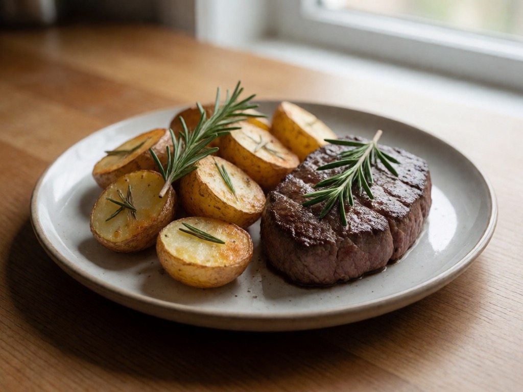 Airfryer Rinderfiletsteak mit Rosmarin-Kartoffeln
