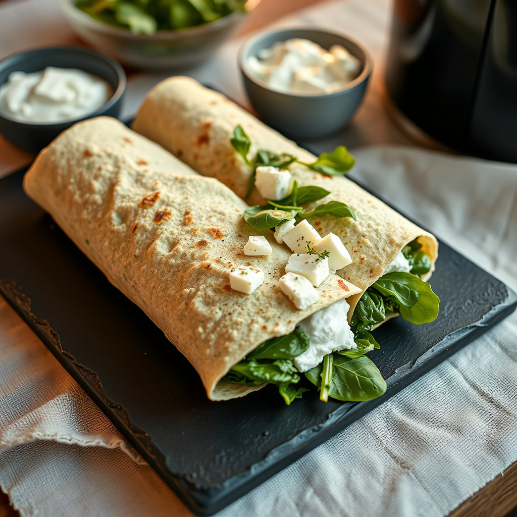 Airfryer-Käse-und-Spinat-Wrap