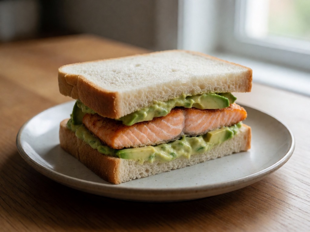 Airfryer-Lachs-Sandwich mit Avocado-Dill-Sauce