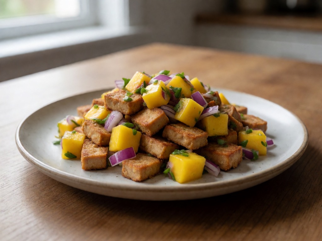 Airfryer-Tempeh mit Mango-Salsa