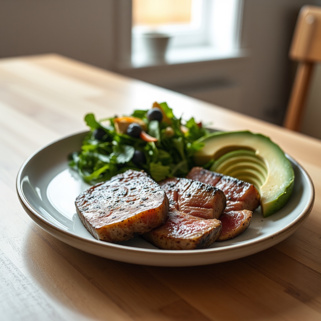 Airfryer-Thunfisch-Steaks mit Avocado-Salat