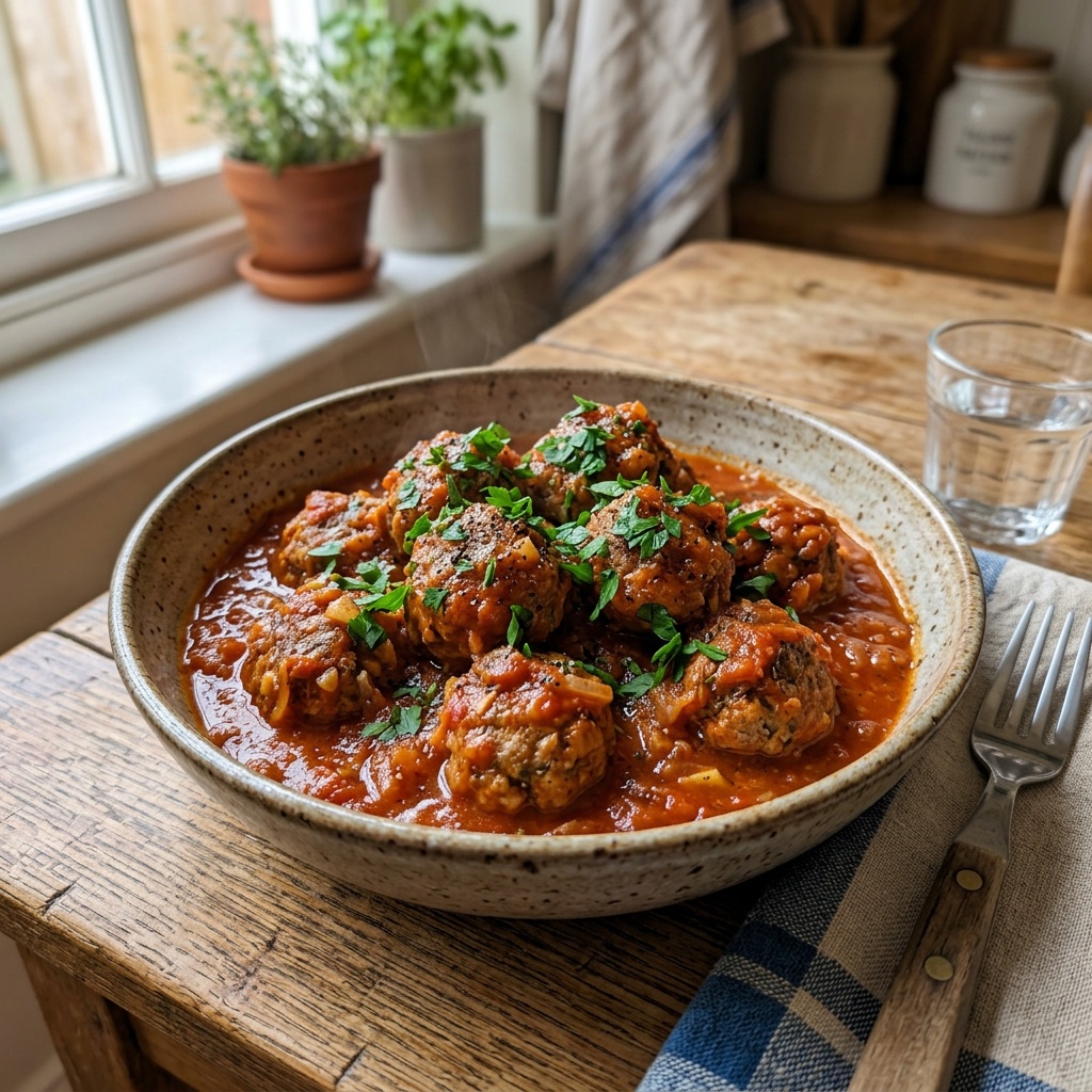 Hausgemachte Albóndigas in Tomatensauce