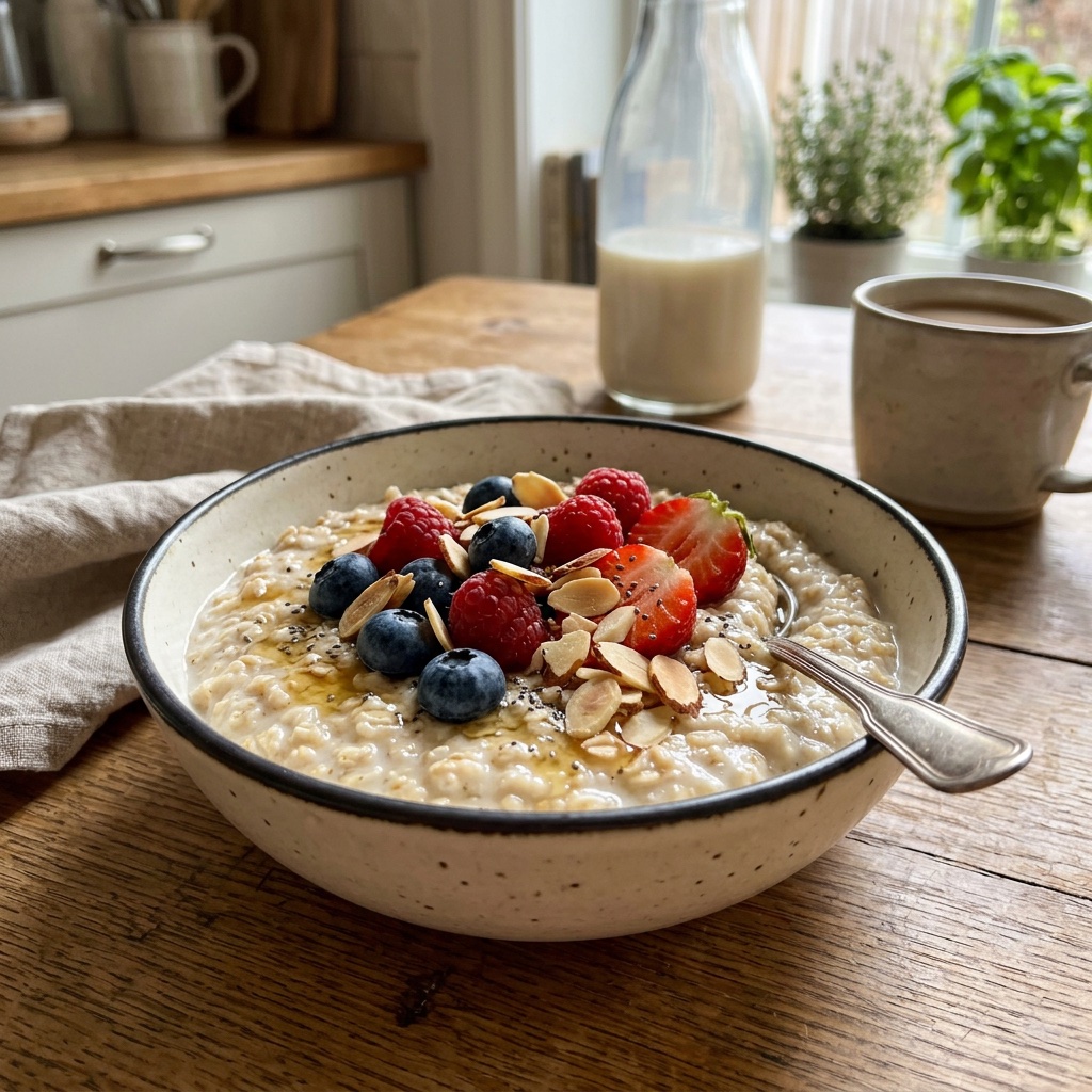 Mandel-Porridge mit Beeren