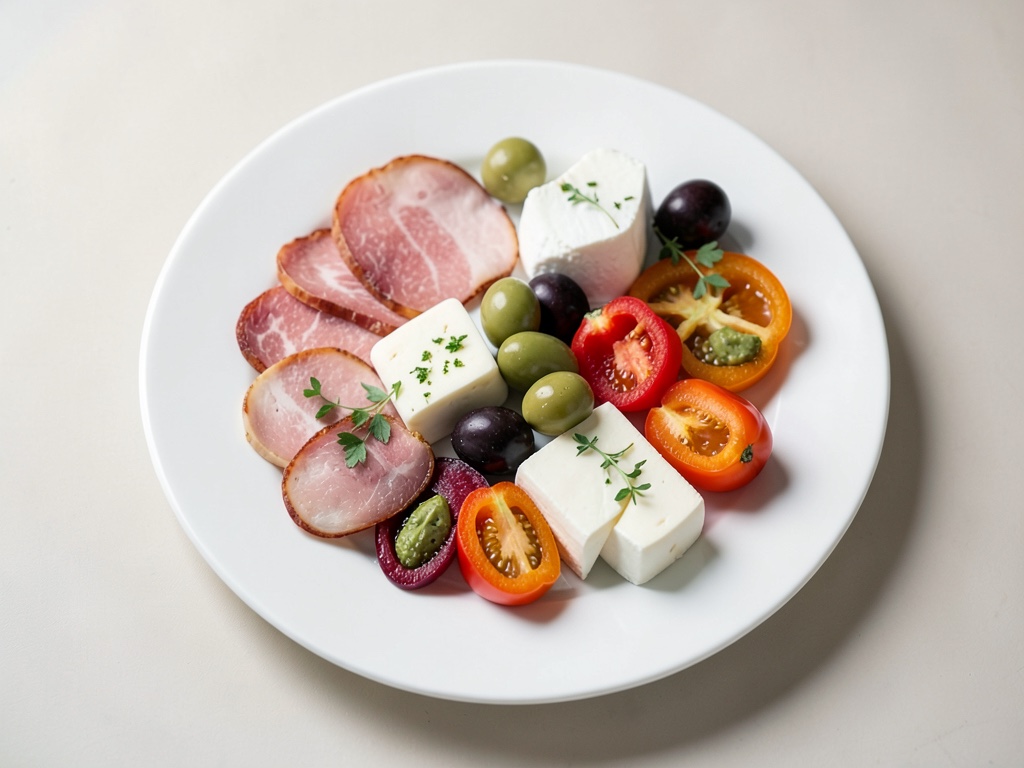Antipasti-Platte mit Käse und Oliven
