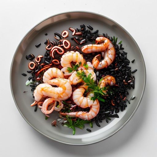 Schnelles Schwarzes Reisgerichte mit Tintenfisch