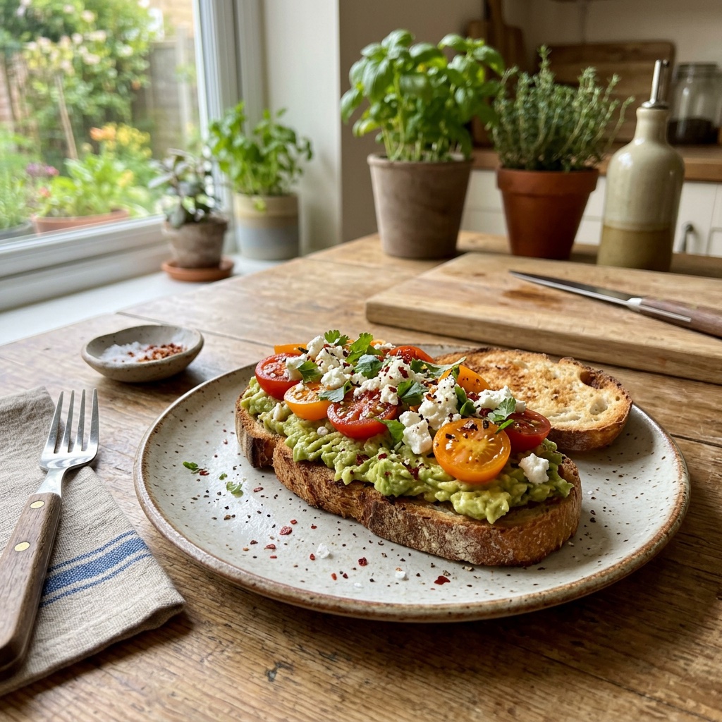 Avocado Toast mit Feta und Tomaten