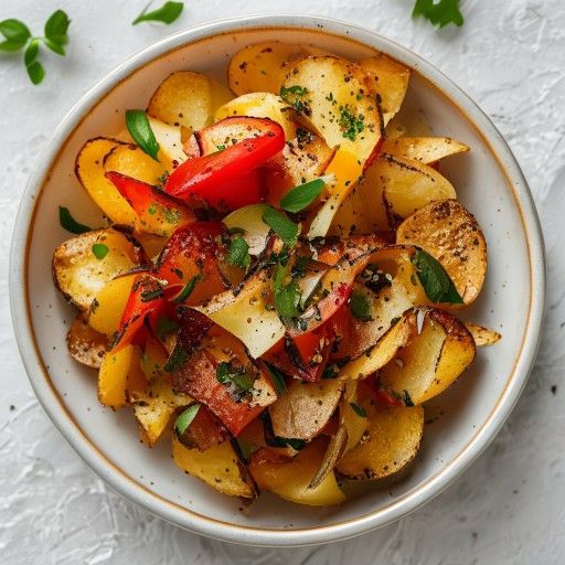 Gefüllte Chipotle-Kartoffel-Bowl mit geschrumpelten Paprika