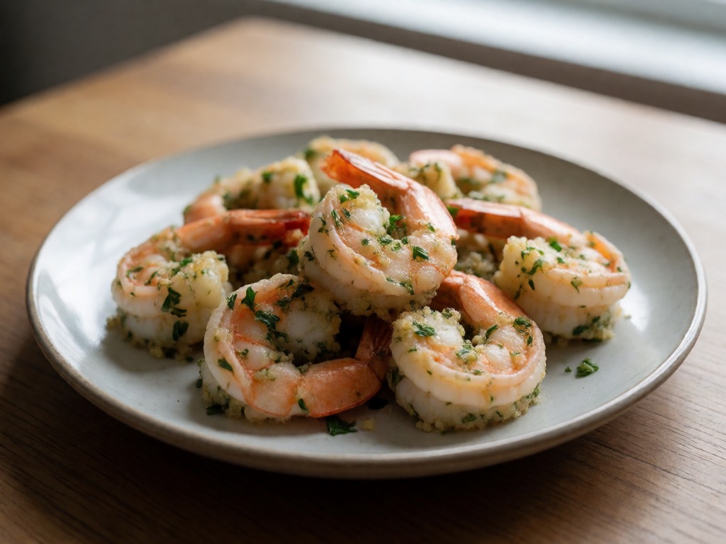 Gebackene Garnelen mit Knoblauch und Petersilie