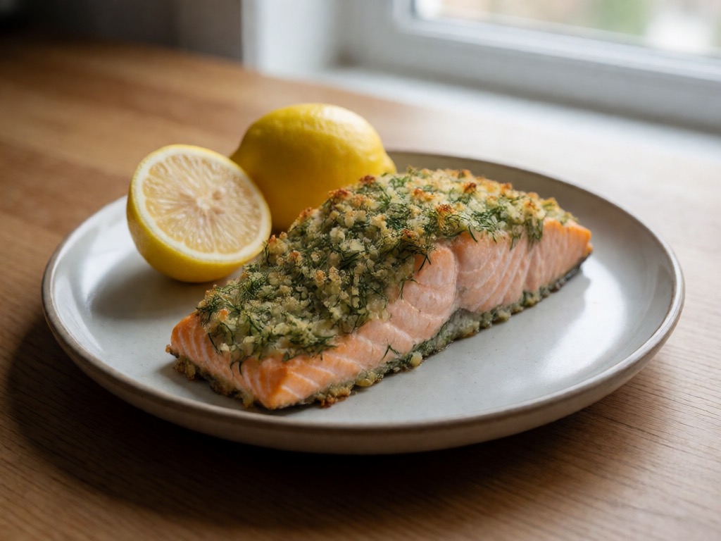 Gebackener Lachs mit Zitronen-Dill-Kruste im Airfryer