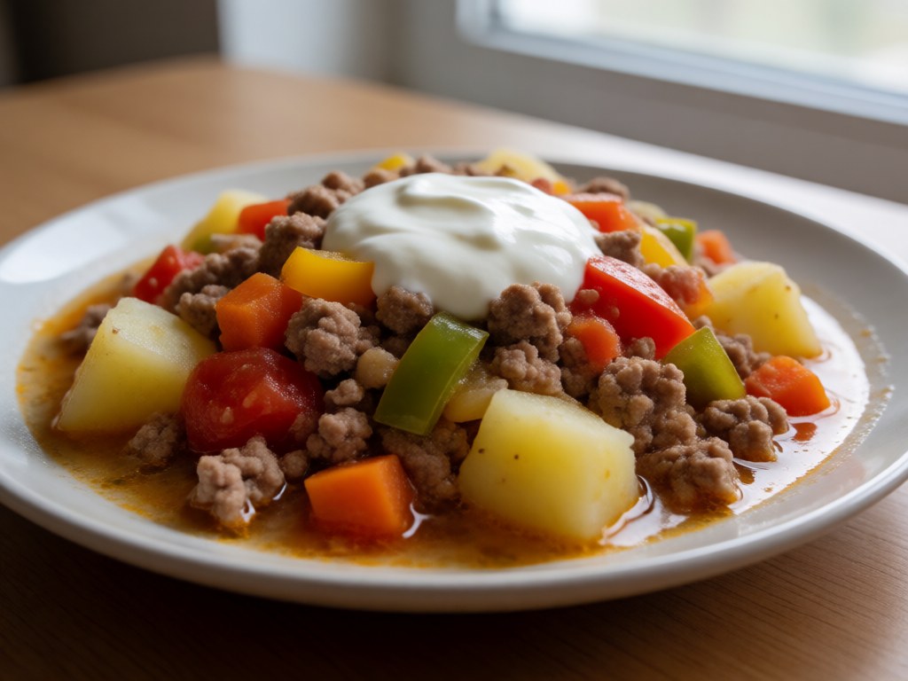 Gemütlicher Bauerntopf mit Hack und Kartoffeln