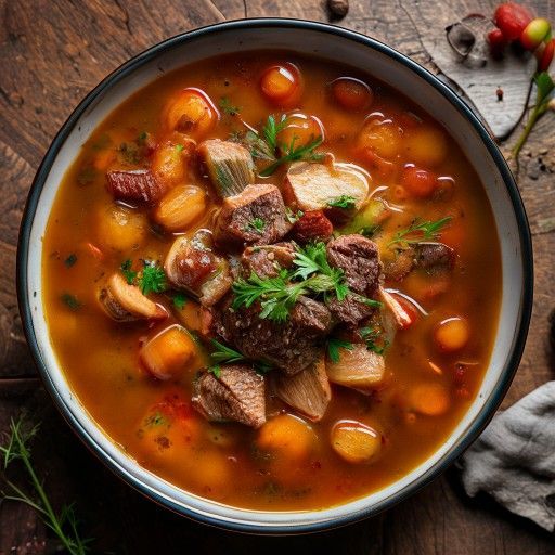 Caldo de res con verduras de raíz