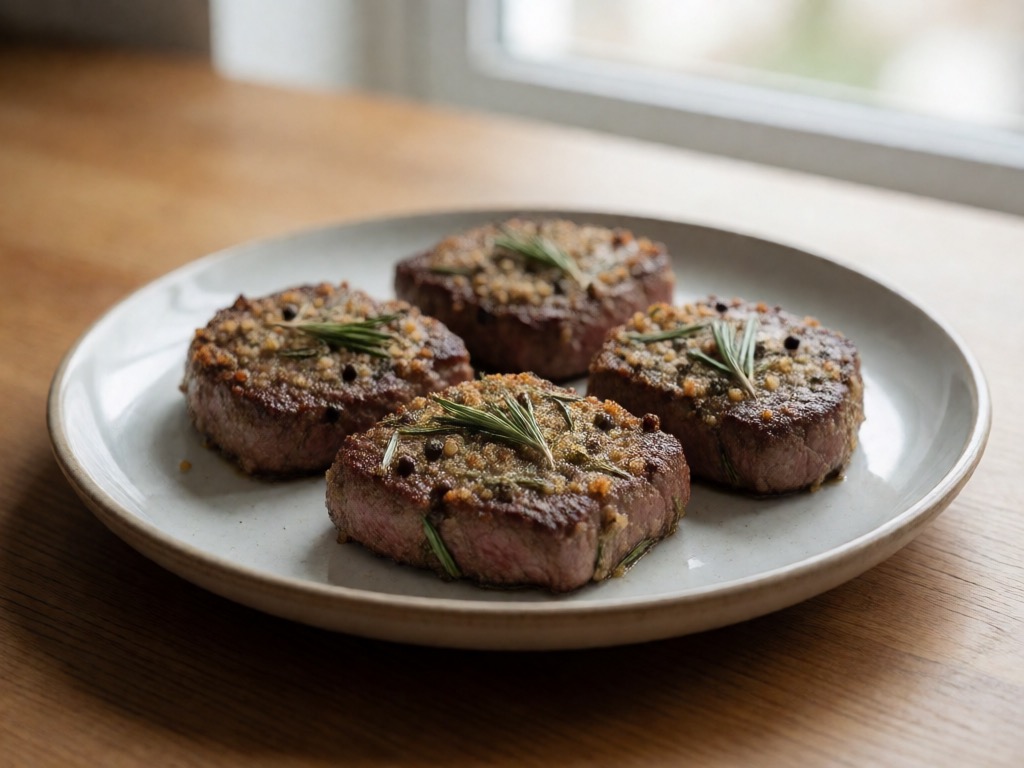 Rinderfiletsteak mit Rosmarin-Pfeffer-Kruste im Airfryer