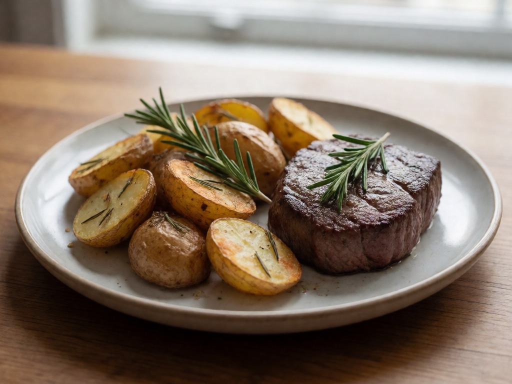 Rinderfiletsteak mit Rosmarin-Kartoffeln im Airfryer