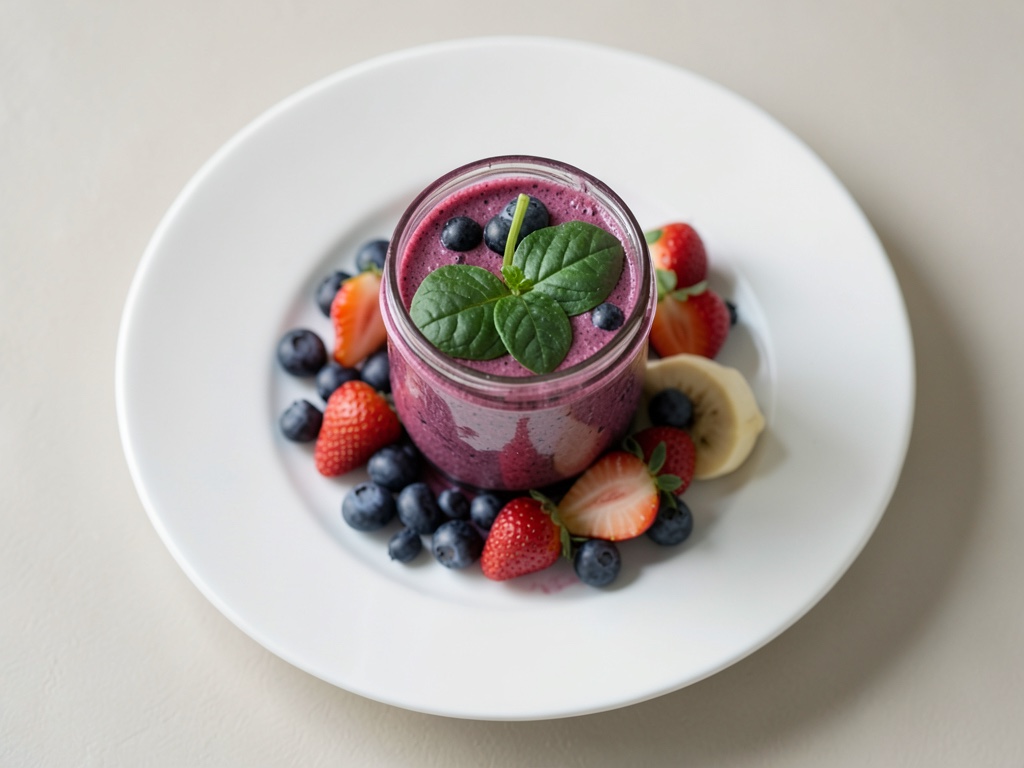 Smoothie aux baies avec épinards