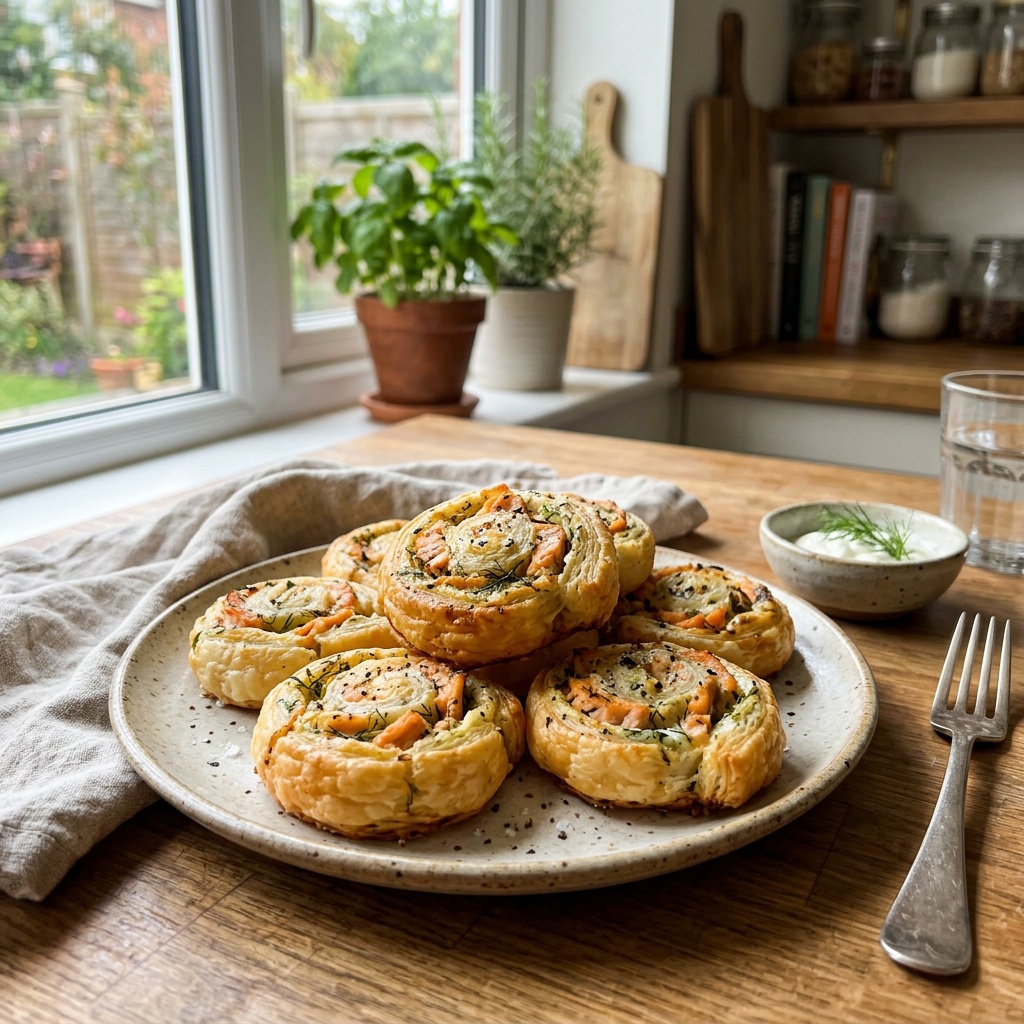 Knusprige Lachs-Röllchen aus Blätterteig