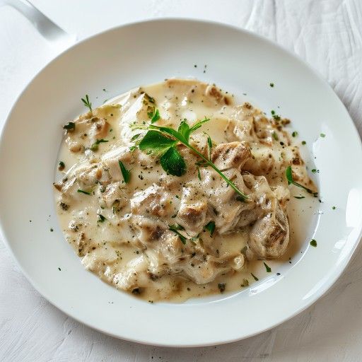 Klassische Blanquette de Veau (Kalbfleisch in Weißsauce)