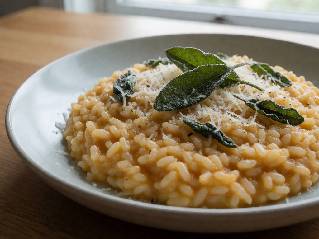 Cremiger Kürbis-Pfannkuchen-Risotto (Blender-Hack)