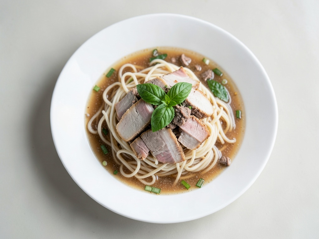 Bootsnudeln mit Schweinefleisch