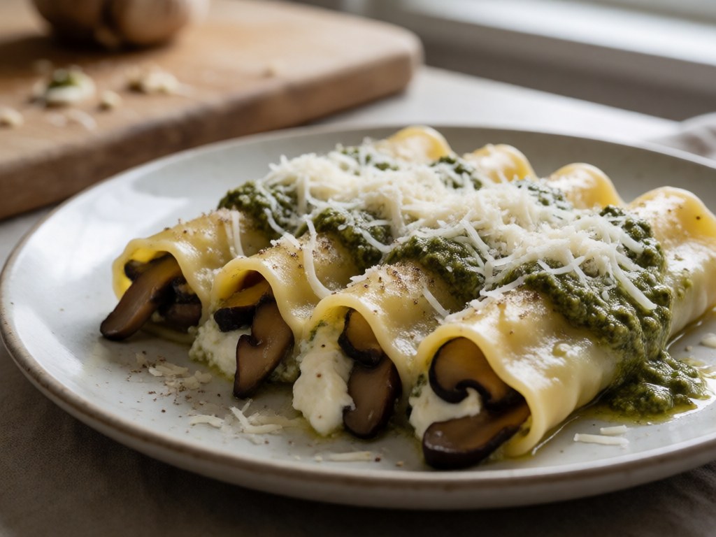 Cannelloni mit Steinpilzen & Basilikumpesto
