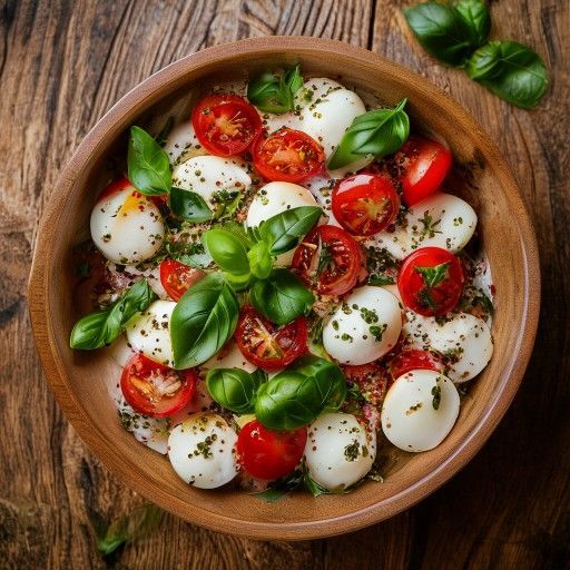Caprese-Quinoa-Bowl mit marinierten Kirschtomaten