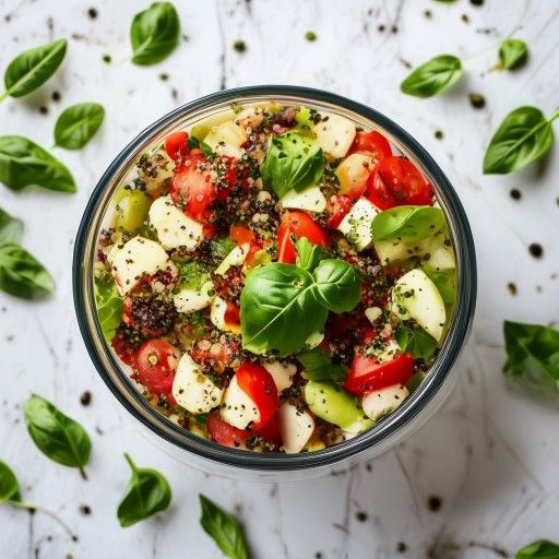 Vaso di vetro Caprese con Quinoa