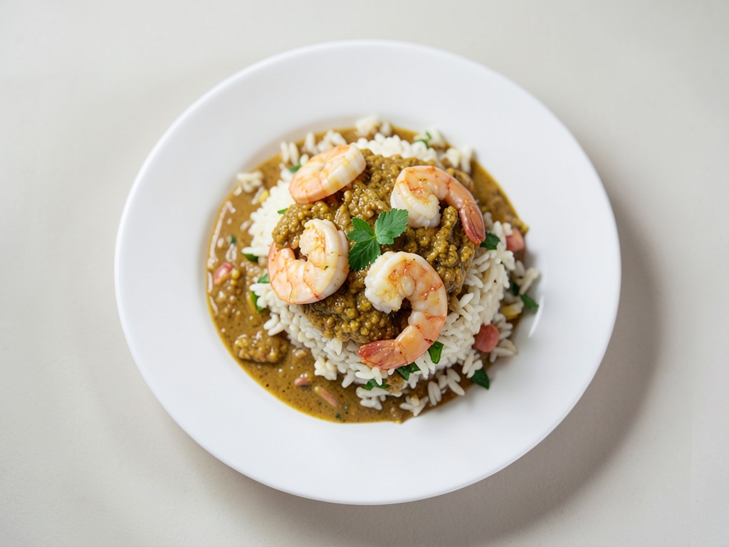 Blumenkohlreis-Curry mit Garnelen