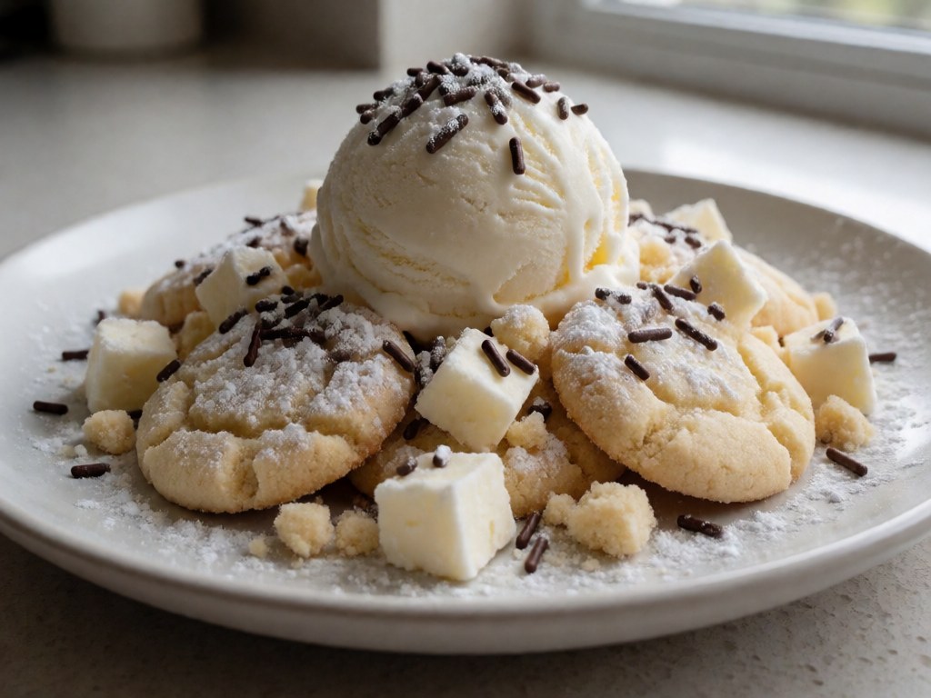 Schneeball-Kuchen mit Keks-Crumble