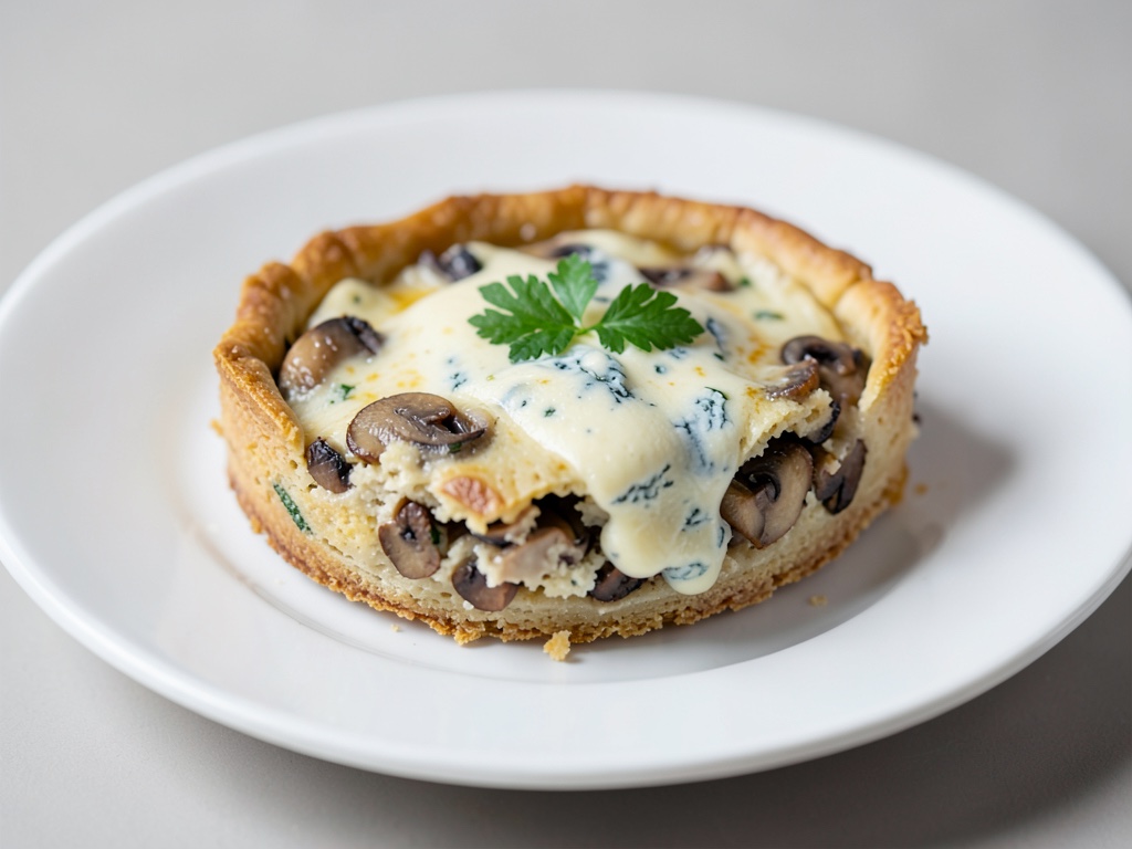 Quiche Auvergne ai funghi champignon con formaggio erborinato