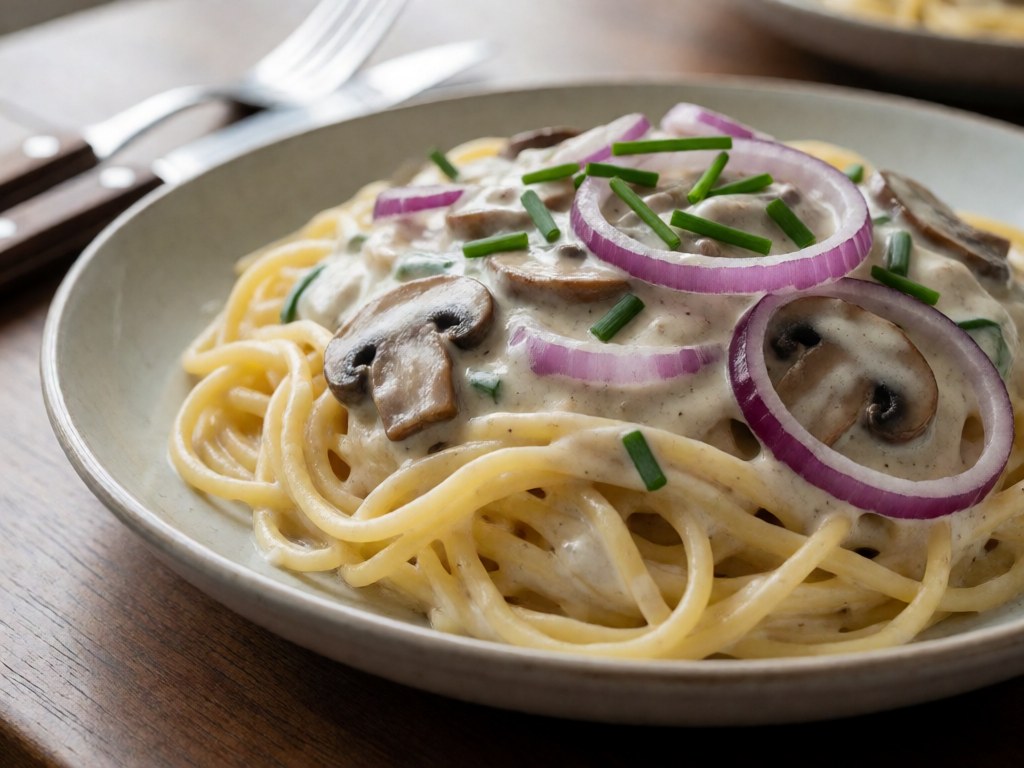 Cremige Champignon-Pasta aus der Heißluftfritteuse