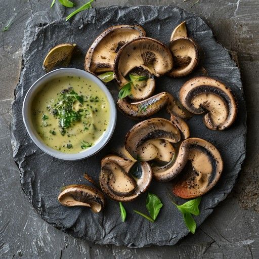 Funghi ai ferri con fresco aioli alle erbe
