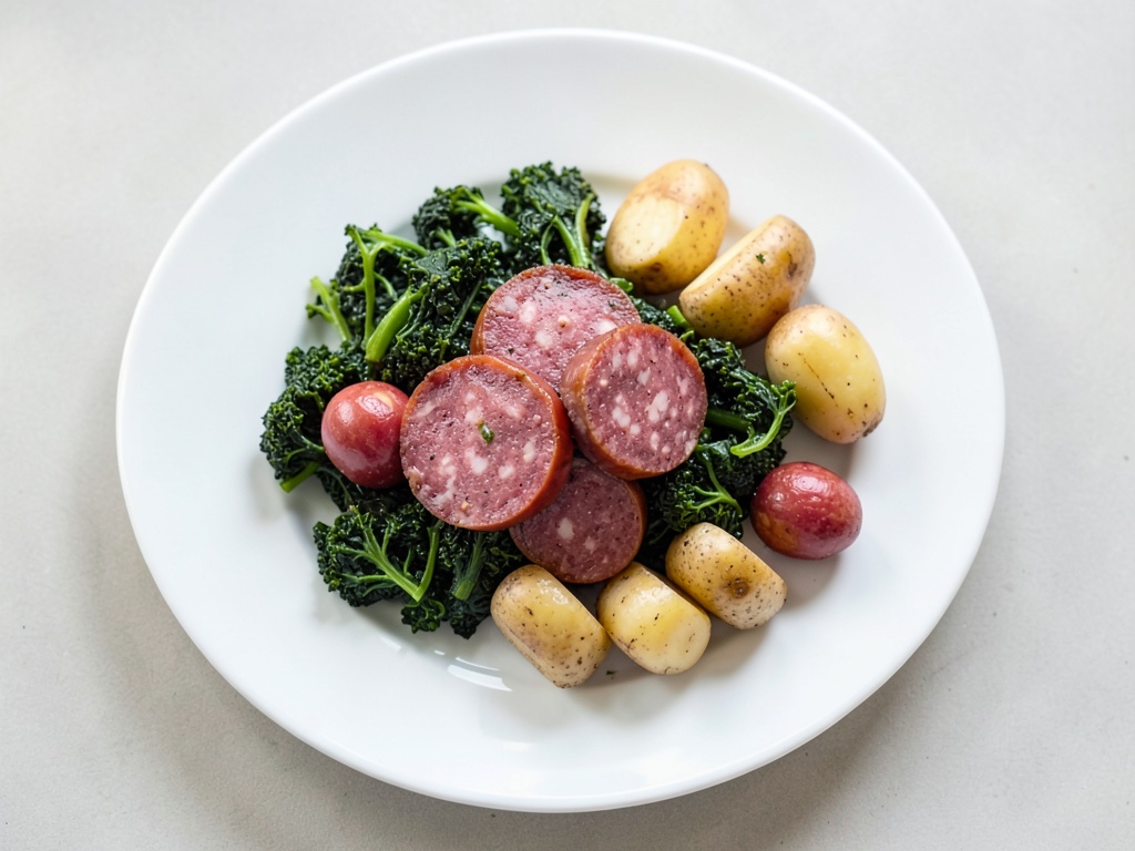 Classico cavolo nero con Kasseler, salsiccia Mett e patate
