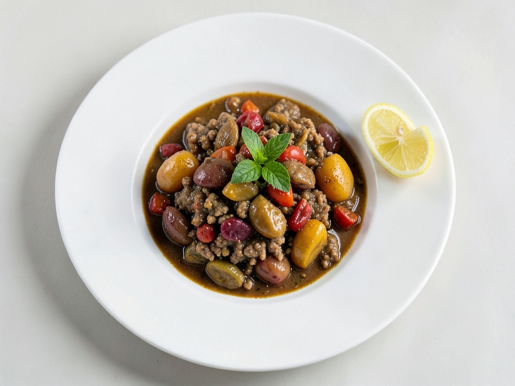 Gulasco de prunes tendres avec viande marinée