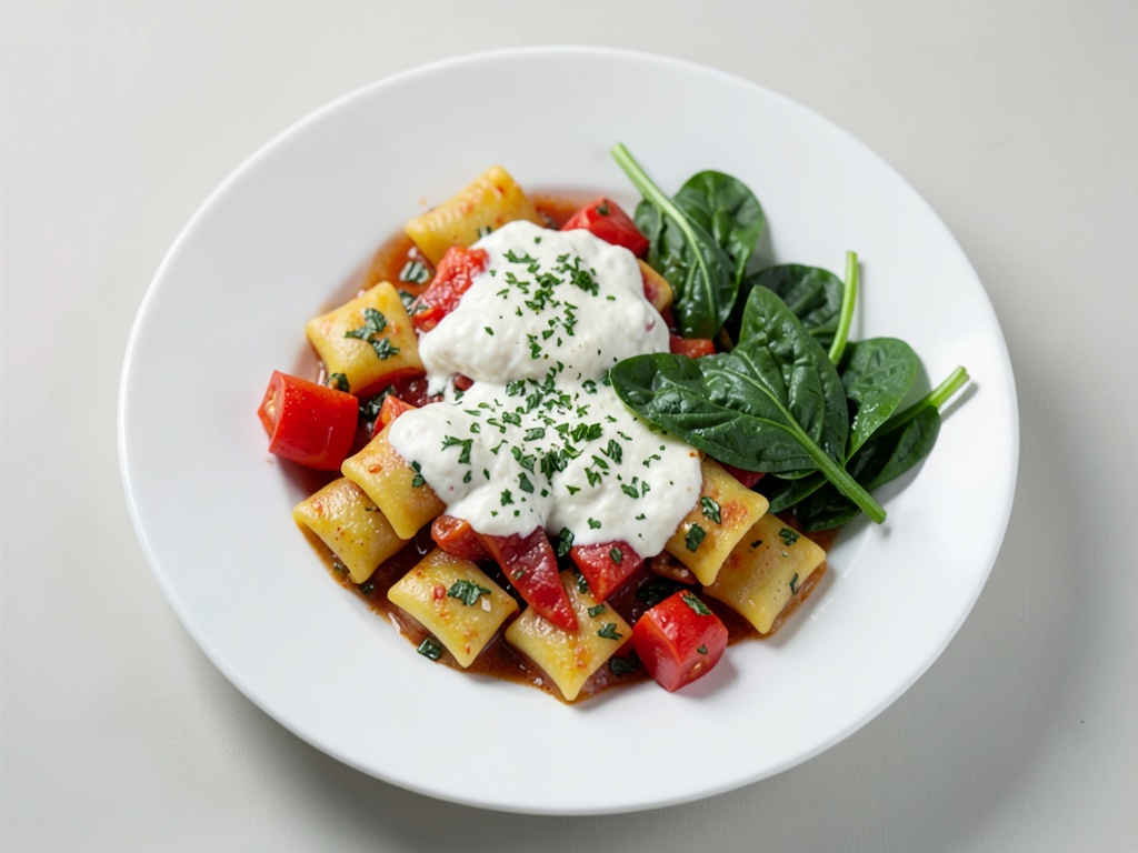 Cannelloni stuffed with ricotta and spinach cream