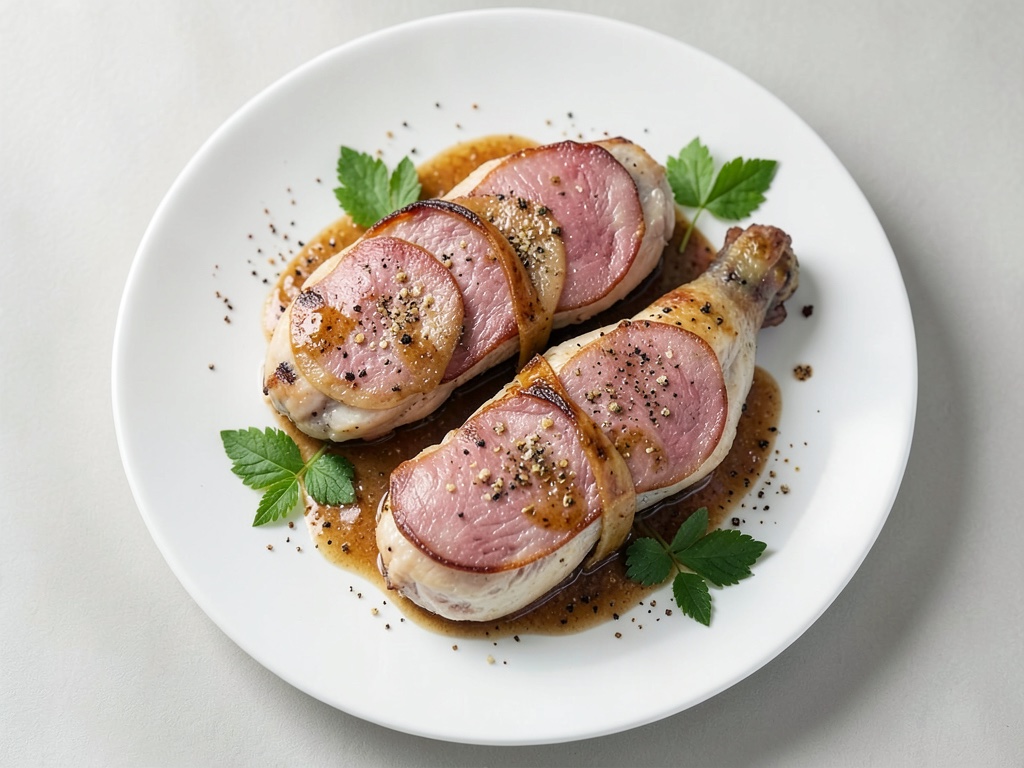 Poitrine de poulet farcie et enroulée de jambon