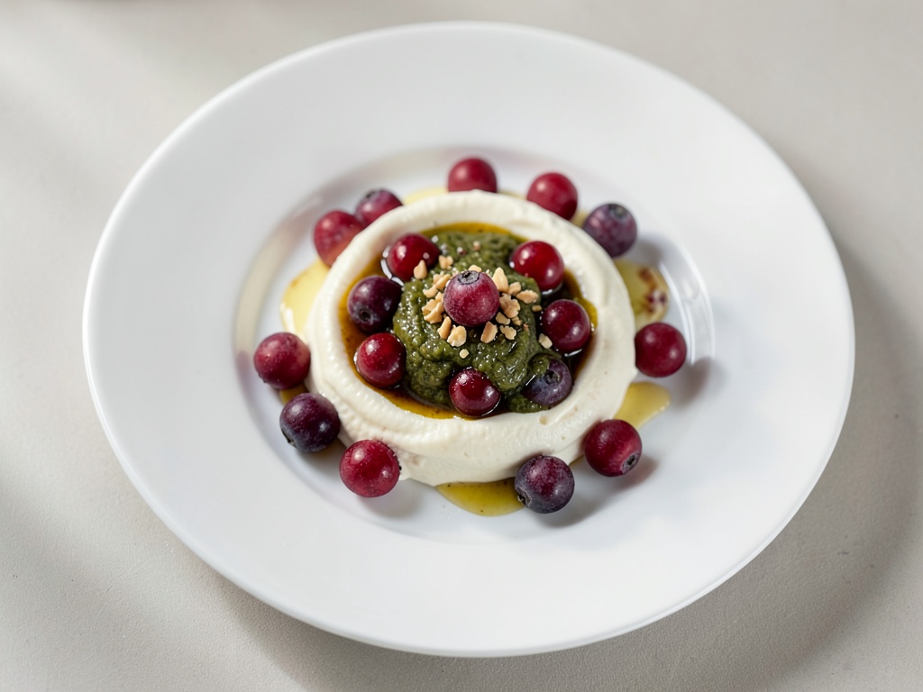 Mousse di latticello con fragole fresche e pesto di noci