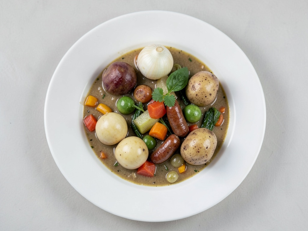 Zuppa di lenticchie salata con verdure e salsicce