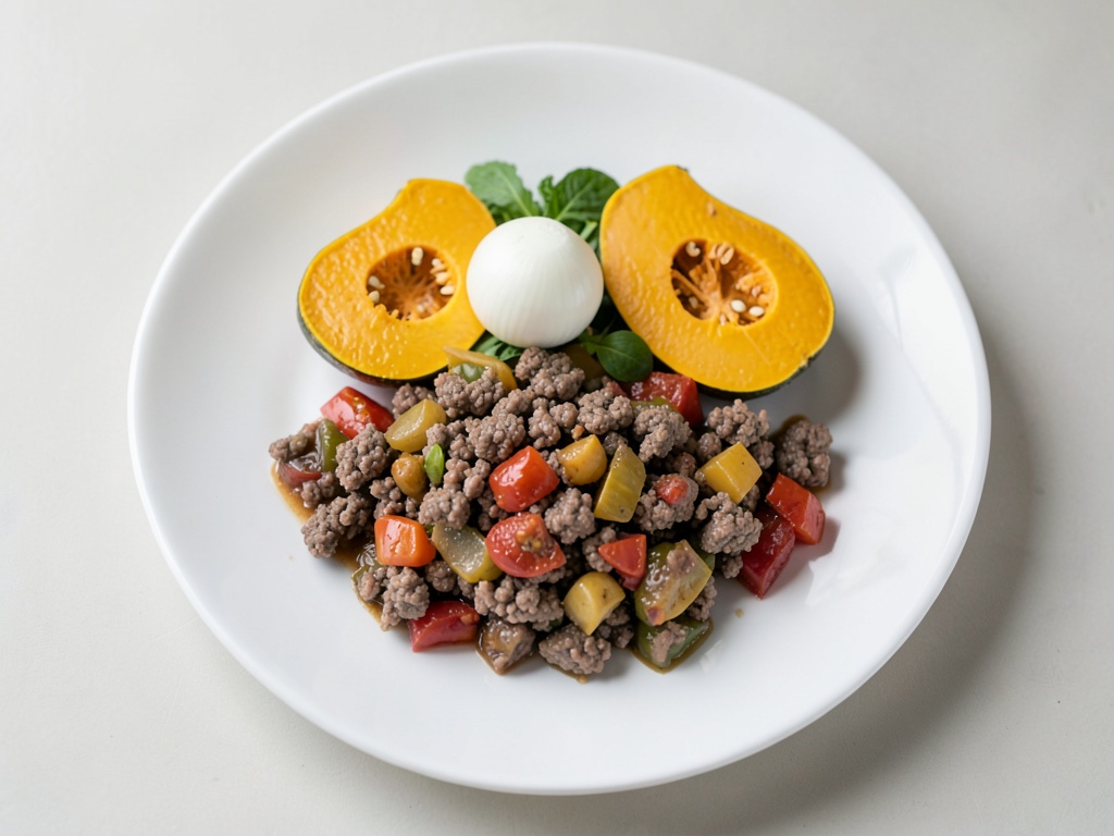 Zucca al forno con carne macinata speziata