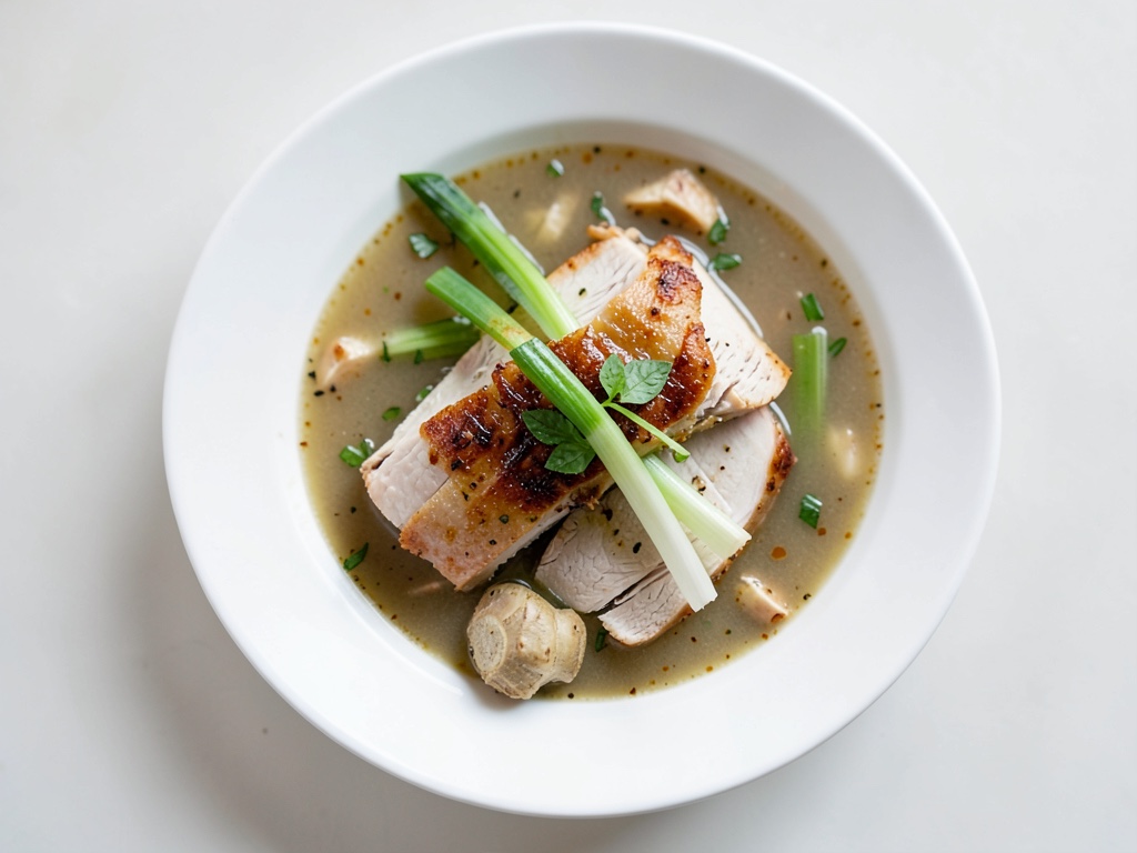 Sopa tailandesa de coco picante con pollo